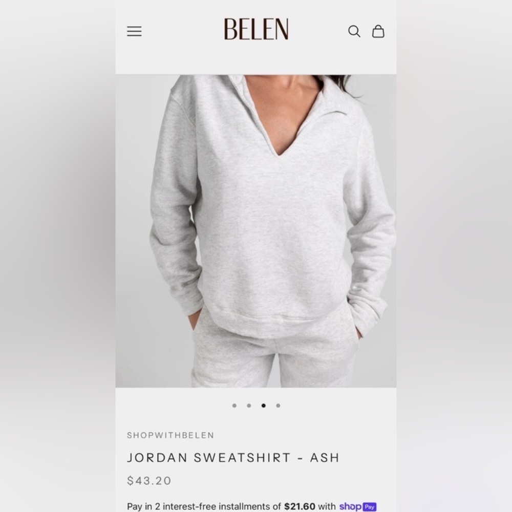 Belen NWT Light Grey Sweatshirt Size XS 0305